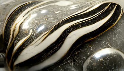 Poster - luxurious golden black marble texture. marble ink from exquisite original painting for abstract back