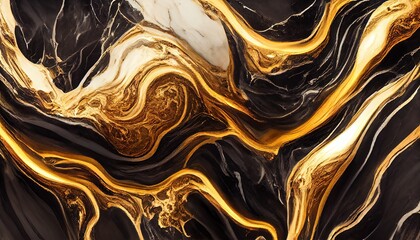 Poster - Luxurious golden black marble texture. Marble ink from exquisite original painting for abstract background. Detailed marble slab. White black granite n. 3d illustration