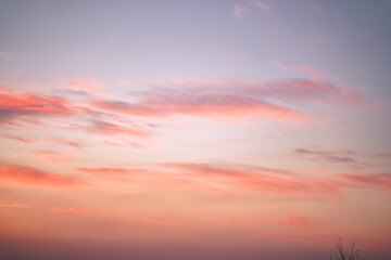Wall Mural - sunset with a colorful vanilla sky, changing from blue to orange. nice view on solar orange sky.