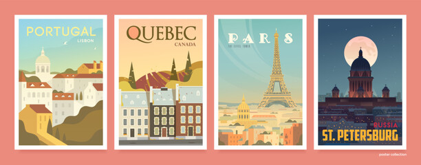 Vector travel posters set.