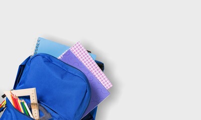 Poster - Classic school Backpack with supplies and books