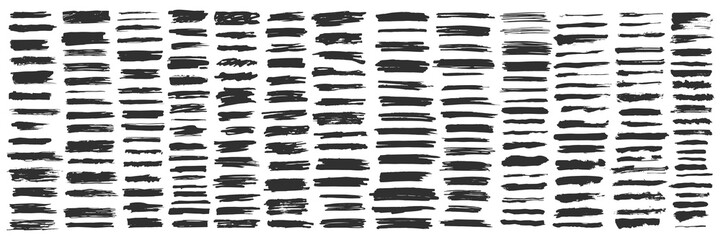 Wall Mural - Set of hand drawn grunge black brush strokes, isolated on white background. 