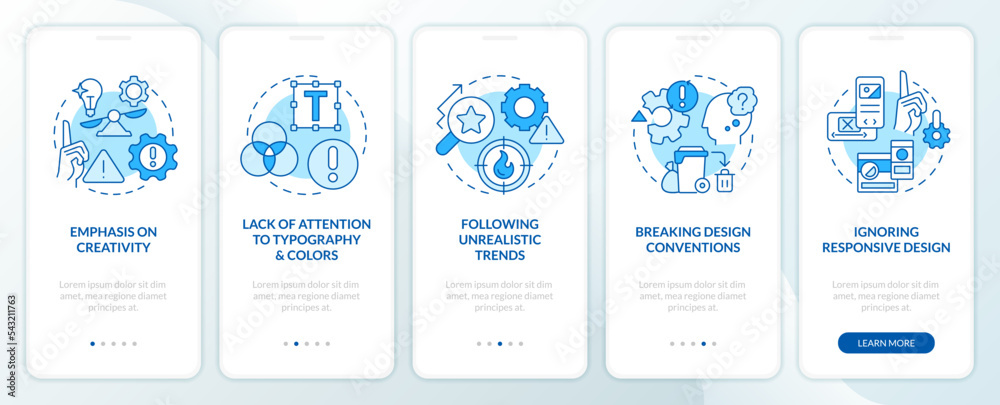 Designer issues blue onboarding mobile app screen. User interface ...