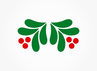 Wall Mural - christmas holly mistletoe decoration leaves and fruits.