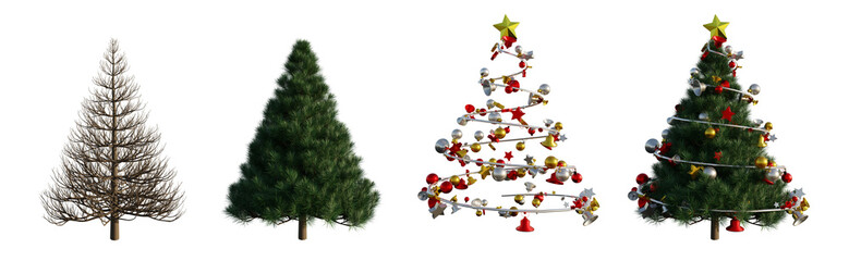 3D christmas tree isolated white background