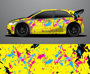 Wall Mural - Rally car decal graphic wrap vector, abstract background
