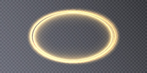 Poster - Luminous ring with bright illumination. Round glowing frame with sparkles, advertising and design elements. Vector illustration. eps file editable
