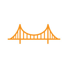 Eps10 Orange Vector Golden Gate Bridge Line Art Icon Isolated On White Background. Suspension Bridge Outline Symbol In A Simple Flat Trendy Modern Style For Your Website Design, Logo, And Mobile App