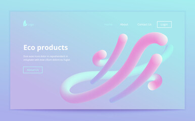 Wall Mural - landing site page template. header for website. liquid flow glow, lava lamp geometric background for