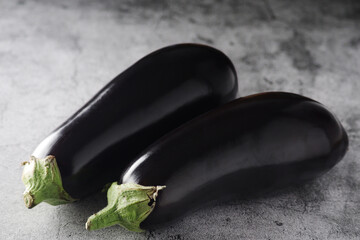 Two big eggplants on the table