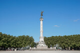 Fototapeta Przestrzenne - Wide panorama to the large square and  Monument aux Girondins, Bordeaux, Southwestern France.
