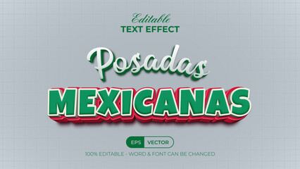 Poster - Posadas mexicanas text effect style. Editable text effect.