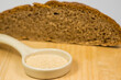 dry yeast in a macro with a wholegrain bread