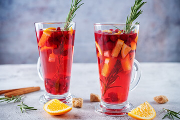 Wall Mural - Cranberry orange sangria in a glass