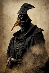 Wall Mural - Venetian doctor with beak like mask. Art illustration.