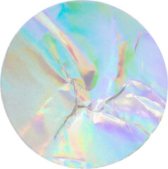 Wall Mural - blank round adhesive holographic foil sticker label isolated on white background