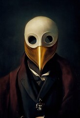 Wall Mural - Venetian doctor with beak like mask. Art illustration.