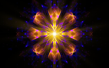Aufkleber - abstract illustration computer generated fantastic crystals of various shapes and shades on a black background for use in symbolism, signs for digital design and graphics