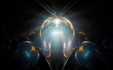 Leinwandbilder - abstract illustration computer generated fantastic crystals of various shapes and shades on a black background for use in symbolism, signs for digital design and graphics