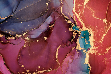 Natural  luxury abstract fluid art painting in alcohol ink technique. Tender and dreamy  wallpaper. Mixture of colors creating transparent waves and golden swirls. For posters, other printed materials