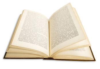 Wall Mural - old book open isolated on white background