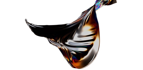 Poster - Fluid design twisted shapes holographic 3D abstract background iridescent wallpaper