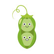 Character cartoon green pea pod  cute smiling face cheerful kawaii joy happy emotions icon vector illustration.