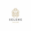Selene the goddess of Greek mythology. Women beauty logo icon design template flat vector