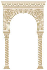 Cover postcard golden oriental vintage arch frame