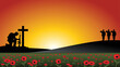 November Memorial Day Illustration Background with soldier silhouette and flower field with Copy Space Area ( Peringatan Hari Pahlawan Nasional ) - 1