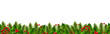 Christmas Border With Fir Tree And Holly Berry