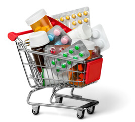 Wall Mural - Pills and Tablets in a Shopping Cart