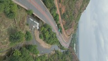 Vertical View Of Traffic On Road Along The Apies River Travelling Through Gap In Magaliesberg Mountains Known As Wonderboompoort