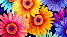 Hyper-realistic Illustration Of Colorful Barberton Daisy Flowers