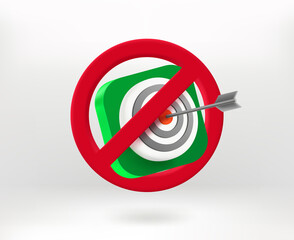 Poster - No darts concept with target icon. 3d vector illustration
