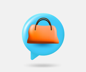 Poster - Speech cloud with travel bag. 3d vector isolated illustration