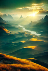 Wall Mural - Mountain river landscape