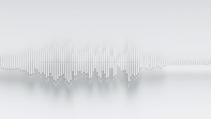 Poster - audio wavefrom white bars with shadow on white background. abstract music waves oscillation. synthet