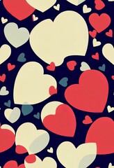 Poster - Seamless pattern with hearts and paw prints of animals. 2d illustrated footprint tile background repeat wallpaper illustration. Creative texture for fabric, wrapping, textile, wallpaper, apparel