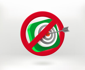 Poster - No darts concept with target icon. 3d vector illustration
