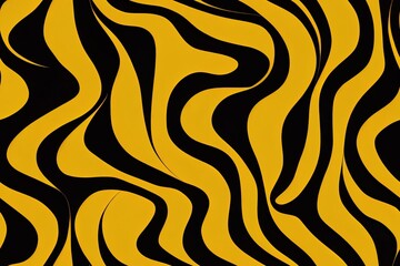 Poster - 2d illustrated golden abstract seamless pattern with curved shapes,