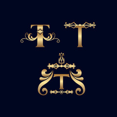 Wall Mural - cosmetic gold brand logo letter T