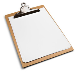 Blank Clipboard with empty white paper sheet