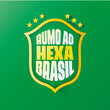Vetor de Rumo ao hexa com escudo representando futebol com cores da bandeira do Brasil para torcida de Copa do Mundo
