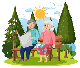 Wall Mural - Elderly people relaxing at park