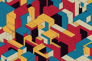 Poster - Abstract urban chaotic seamless pattern.