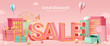 3D Pink shopping banner