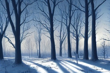 Canvas Print - Beautiful winter landscape with snow covered trees