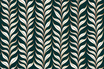 Poster - 2d illustrated Line Art Fern Leaves Seamless Pattern Background with hand drawn textured fern plants.