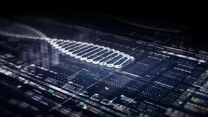 Aufkleber - Futuristic holographic advance biomedical DNA sequence analysis diagnostic head up display for background computer screen display